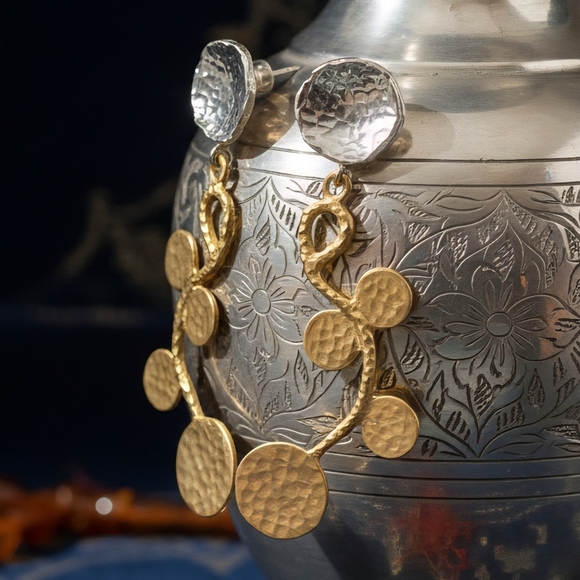 NKULTD Jewelry - Turkish Artisan 18K Gold Plated Brass Handcrafted Luxury  Statement Earrings